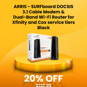 ARRIS - SURFboard DOCSIS 3.1 Cable Modem & Dual-Band Wi-Fi Router for Xfinity and Cox service tiers - Black