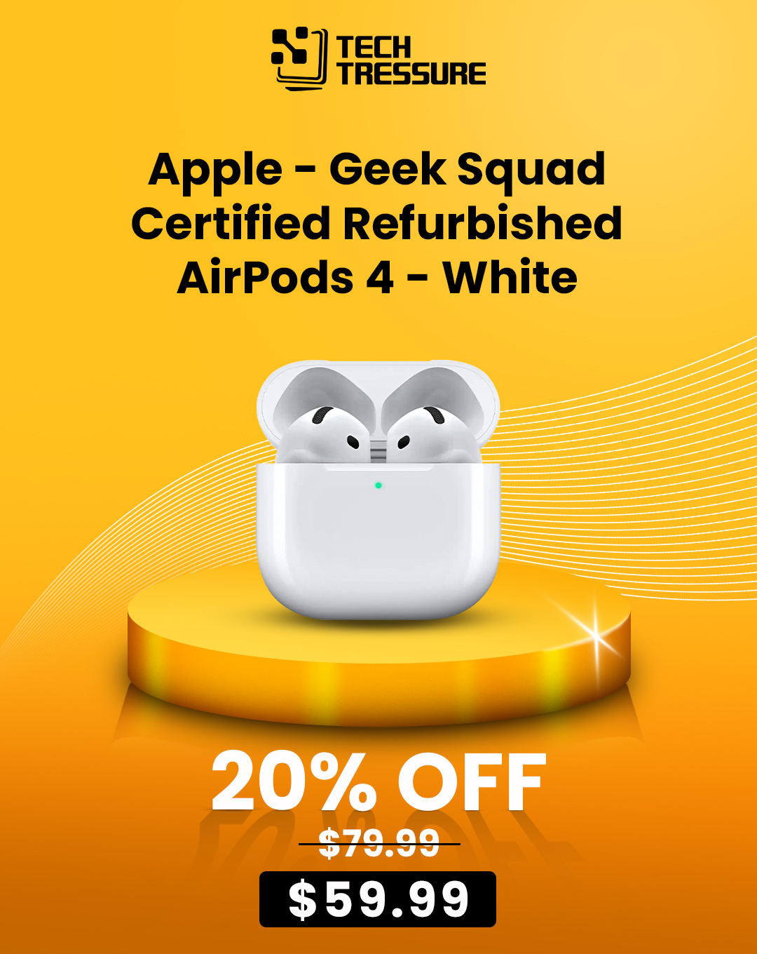 Apple – Geek Squad Certified Refurbished AirPods (4th Generation) – White
