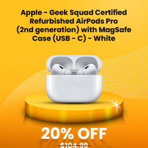 Apple – Geek Squad Certified Refurbished AirPods Pro (2nd Generation) with MagSafe Case (USB-C) – White