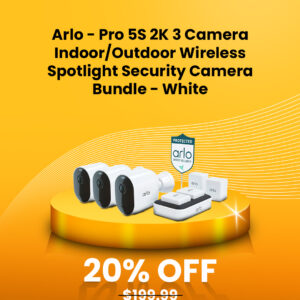 Arlo - Pro 5S 2K 3 Camera IndoorOutdoor Wireless Spotlight Security Camera Bundle - White