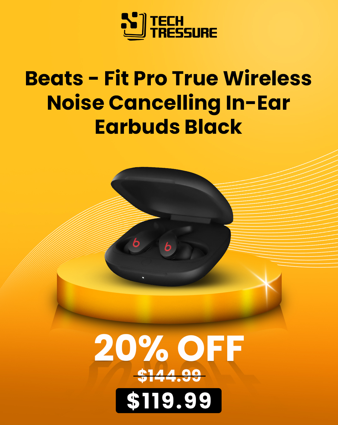Beats – Fit Pro True Wireless Noise Cancelling In-Ear Earbuds – Black