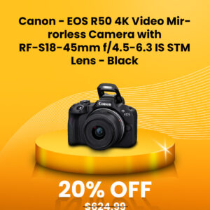 Canon - EOS R50 4K Video Mirrorless Camera with RF-S18-45mm f 4.5-6.3 IS STM Lens - Black