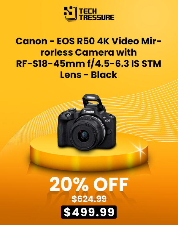 Canon - EOS R50 4K Video Mirrorless Camera with RF-S18-45mm f 4.5-6.3 IS STM Lens - Black