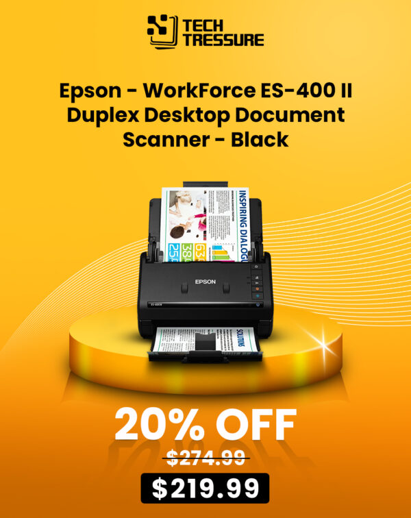 Epson – Workforce ES-400 II Duplex Desktop Document Scanner – Black