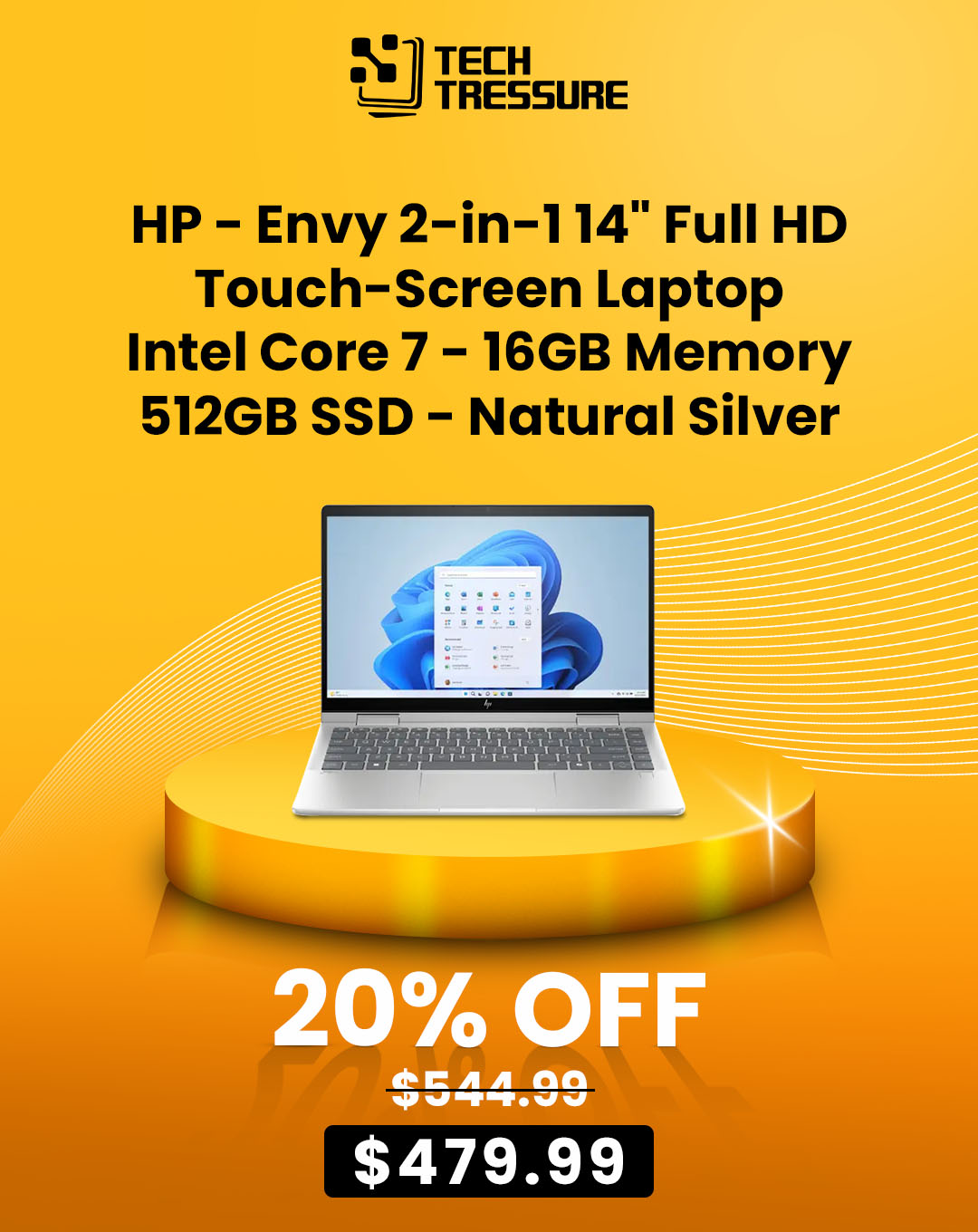 HP - Envy 2-in-1 14 Full HD Touch-Screen Laptop - Intel Core 7 - 16GB Memory - 512GB SSD - Natural Silver