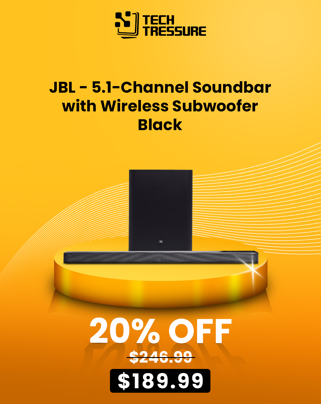JBL - 5.1-Channel Soundbar with Wireless Subwoofer - Black