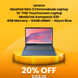 Lenovo - IdeaPad Slim 3 Chromebook Laptop - 14 FHD Touchscreen Laptop - MediaTek Kompanio 520 - 4GB Memory - 64GB eMMC - Abyss Blue