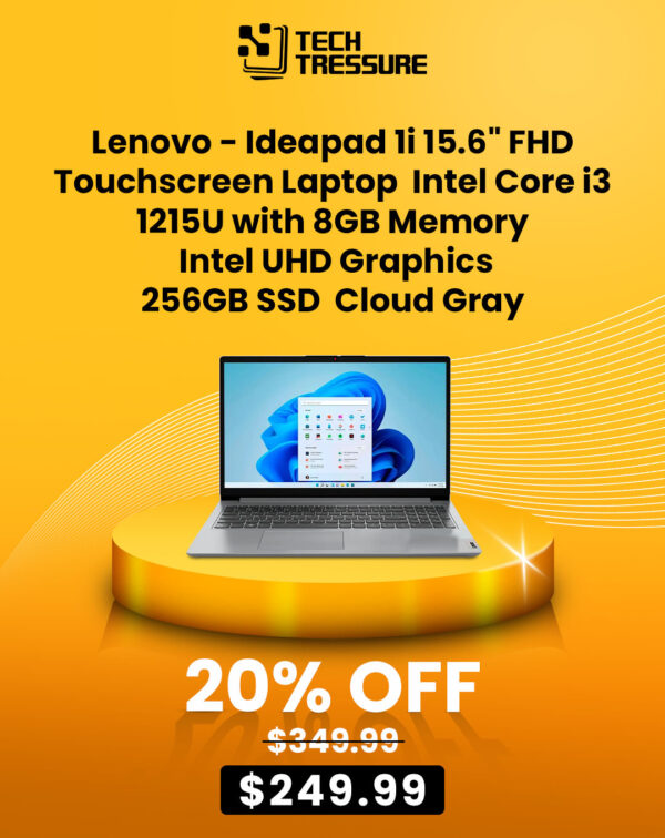 Lenovo - Ideapad 1i 15.6 FHD Touchscreen Laptop - Intel Core i3-1215U with 8GB Memory - Intel UHD Graphics - 256GB SSD - Cloud Gray