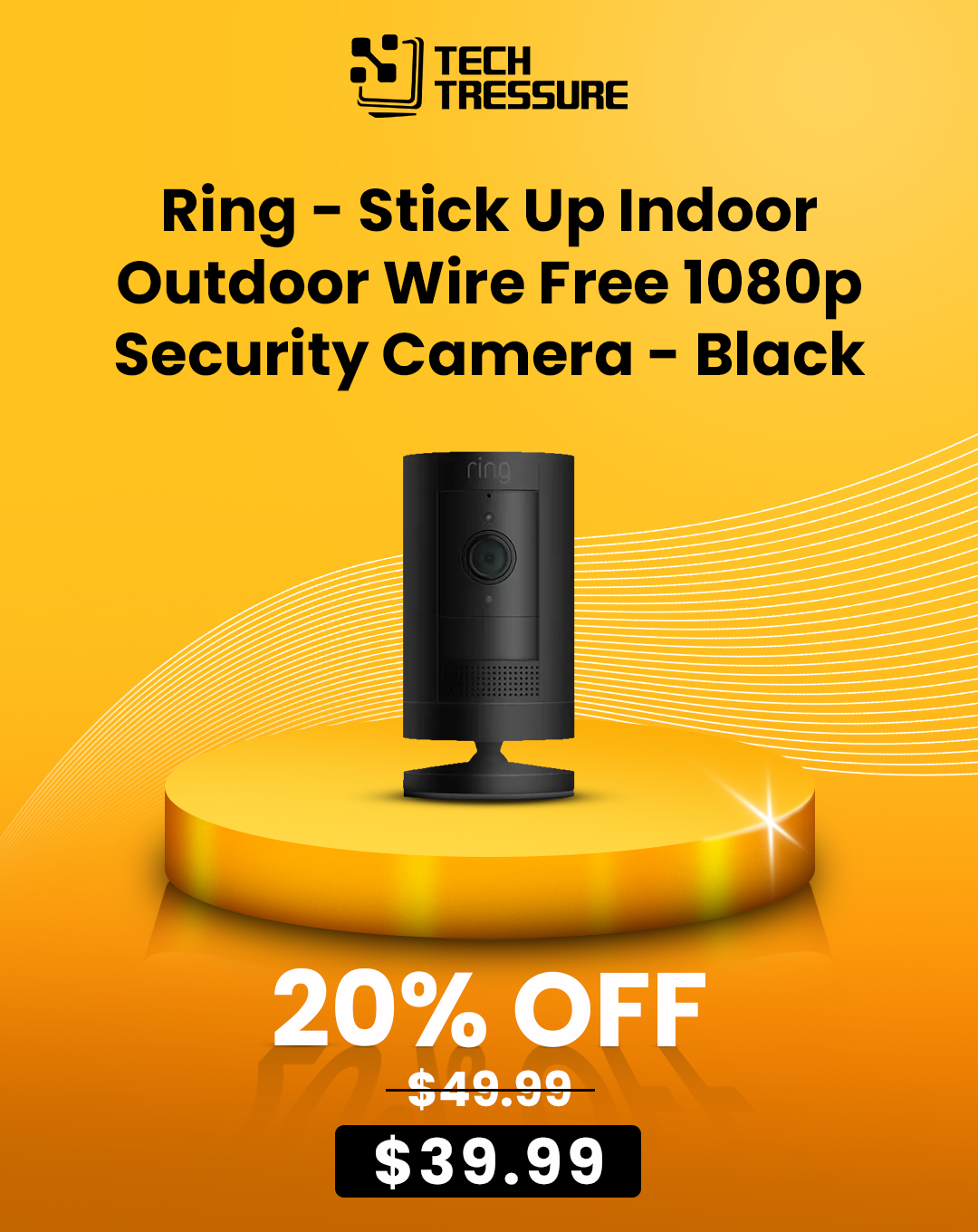 Ring - Stick Up Indoor Outdoor Wire Free 1080p Security Camera - Black