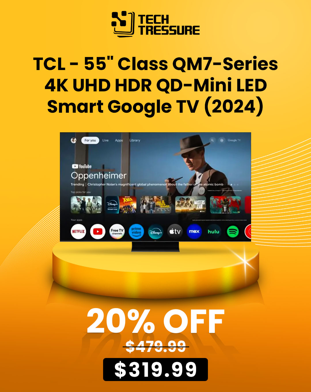 TCL - 55 Class QM7-Series 4K UHD HDR QD-Mini LED Smart Google TV (2024)