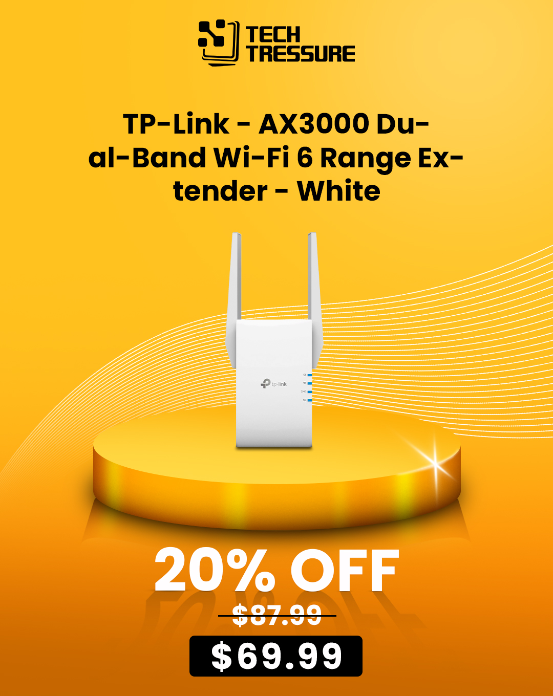 TP-Link - AX3000 Dual-Band Wi-Fi 6 Range Extender - White