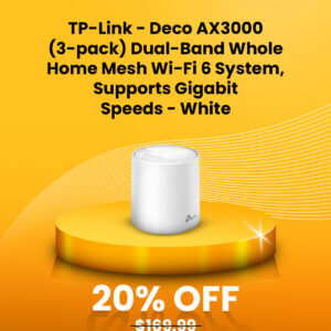 TP-Link - Deco AX3000 (3-pack) Dual-Band Whole Home Mesh Wi-Fi 6 System, Supports Gigabit Speeds - White