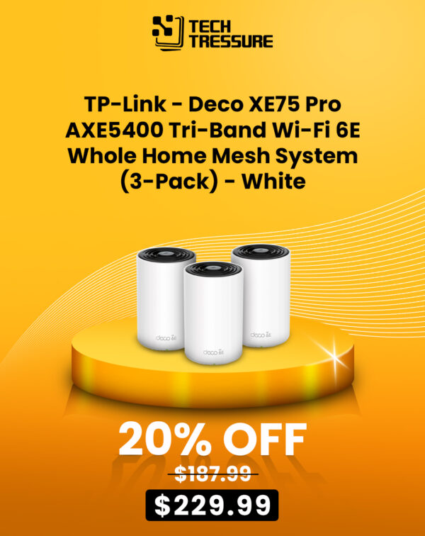 TP-Link - Deco XE75 Pro AXE5400 Tri-Band Wi-Fi 6E Whole Home Mesh System (3-Pack) - White