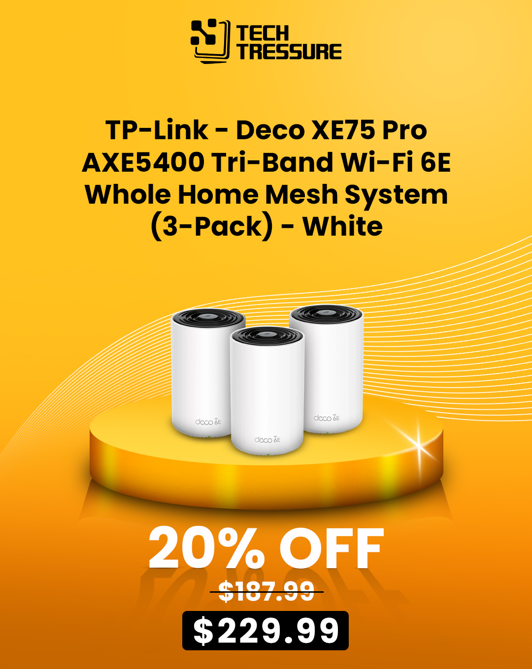 TP-Link - Deco XE75 Pro AXE5400 Tri-Band Wi-Fi 6E Whole Home Mesh System (3-Pack) - White